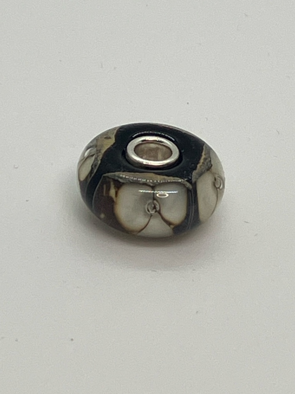 Trollbeads 925 LAA Stone Flower Murano Glass Charm Bead Retired